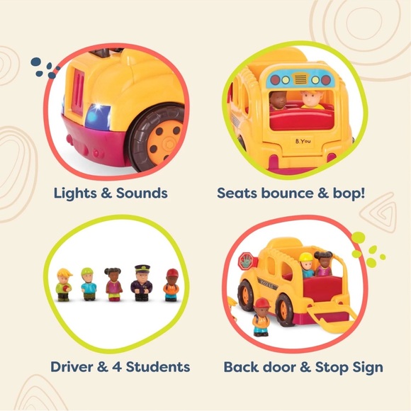 B. Boogie Bus Yellow School Bus
Toy with Lights, Sounds
